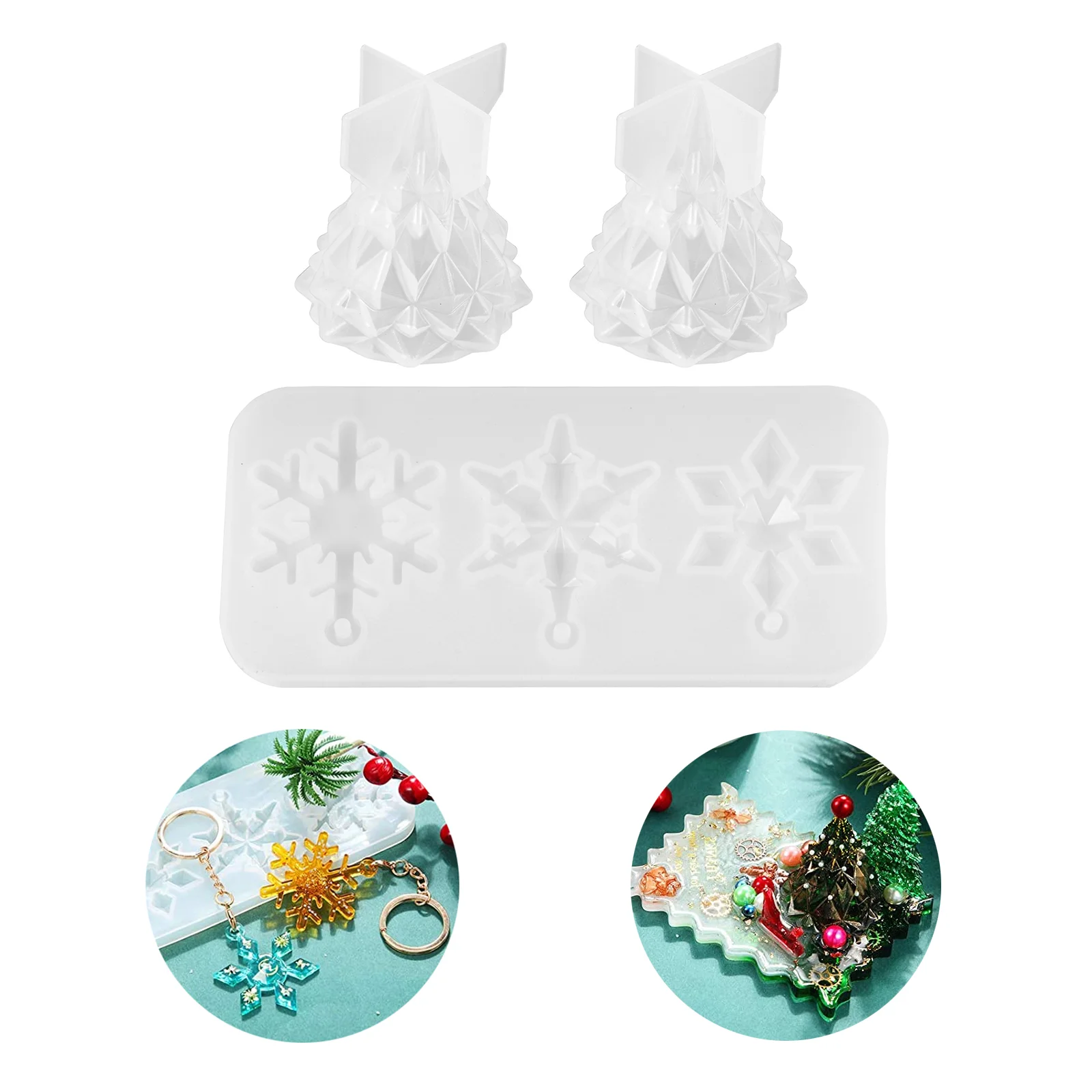 

Christmas Resin Molds Mold Casting Diy Tree Snowflake Epoxy Silicone Mould 3D Crafting Craftdecoration Waxornaments Display