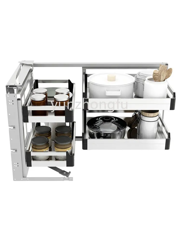 

Угловой кухонный шкаф, модель ящик-корзина, Двухслойное поглощение ударов, связь вращения