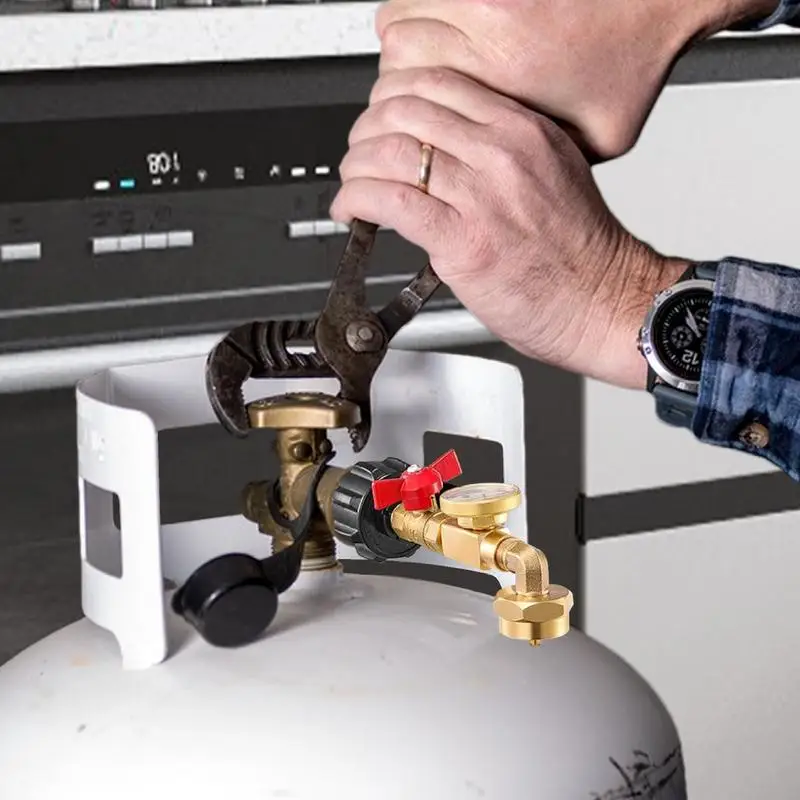 Адаптер для заправки бутылки с пропаном 1 фунт бака Клапан манометром и клапаном