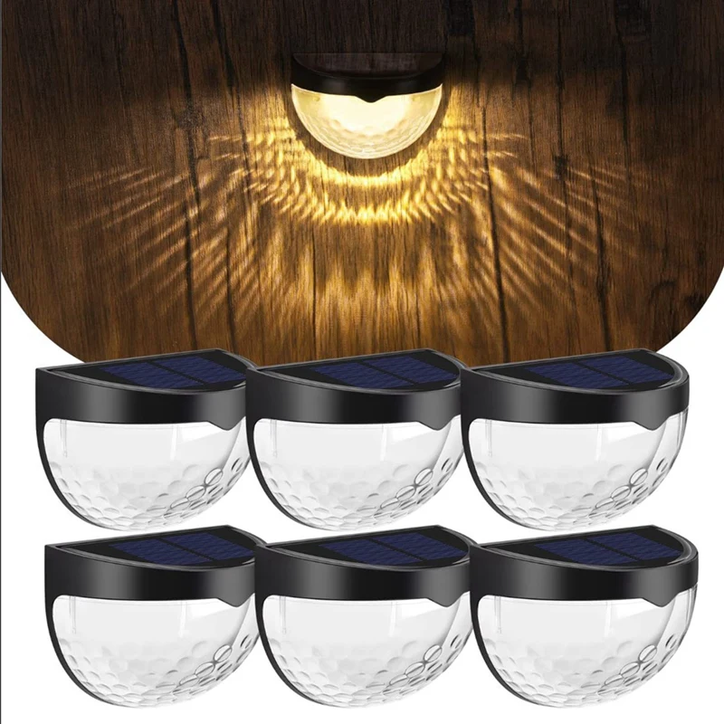 

6 Pcs Solar Wall Light 6LED Fence Lights Outdoor Lights For Garden Balcony Step Light Solar-Warm Light
