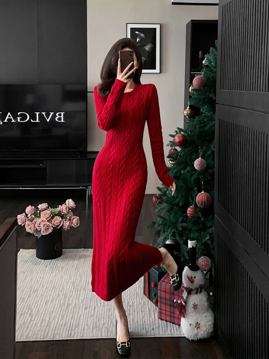 Idle Sle Осенне-зимний утолщенный свитер с круглым вырезом и длинными рукавами