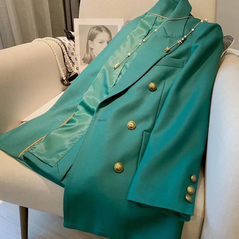 Luxury Long Sleeve Blazer Women Slim Suit Office Ladies Spring Autumn Coat Korean Fashion Jacket Double-breasted Chic Blazers