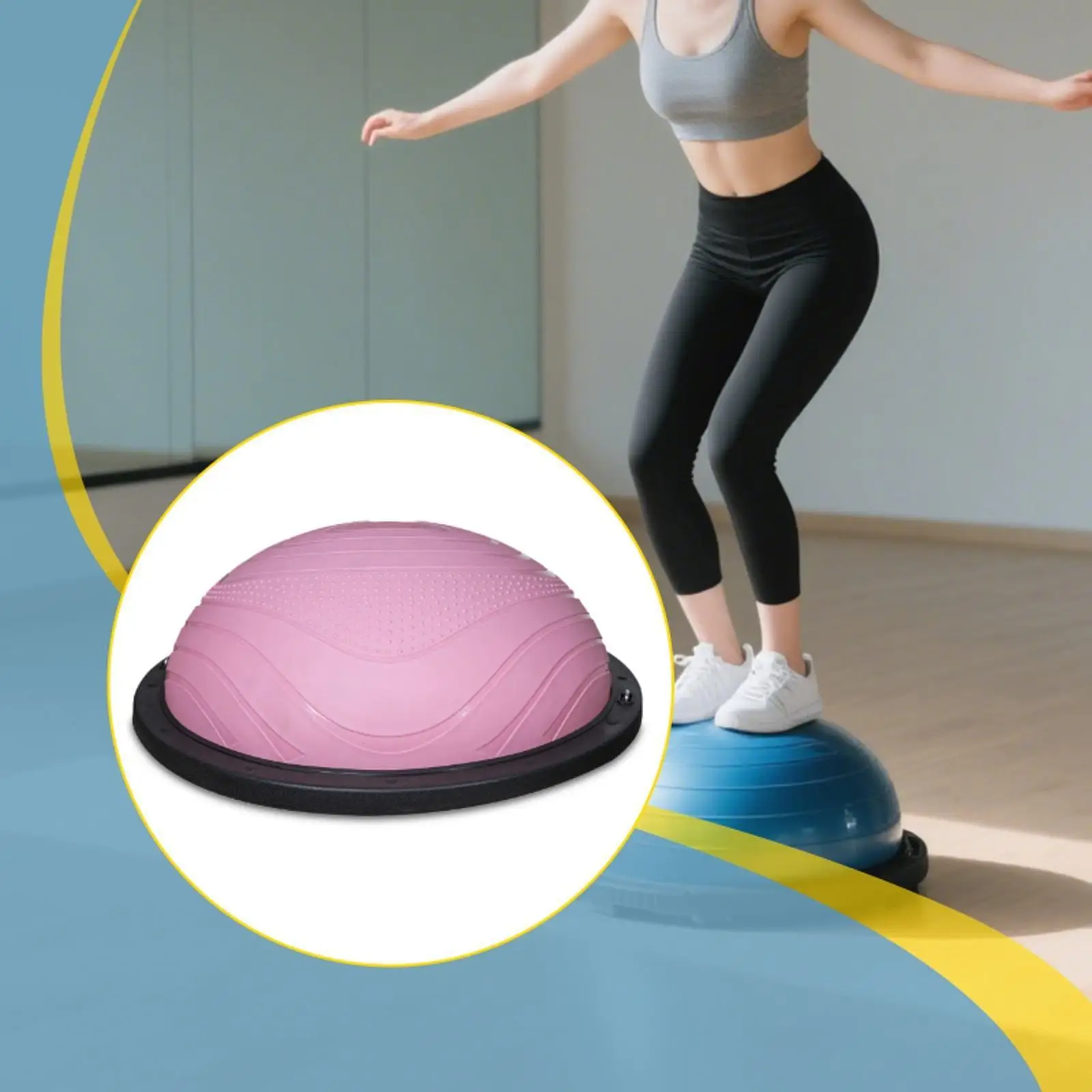 Balance Ball for Fitness Workouts Half Exercise Ball Core Trainer 58cm Non Slip Surface for Indoor Pilates and Training