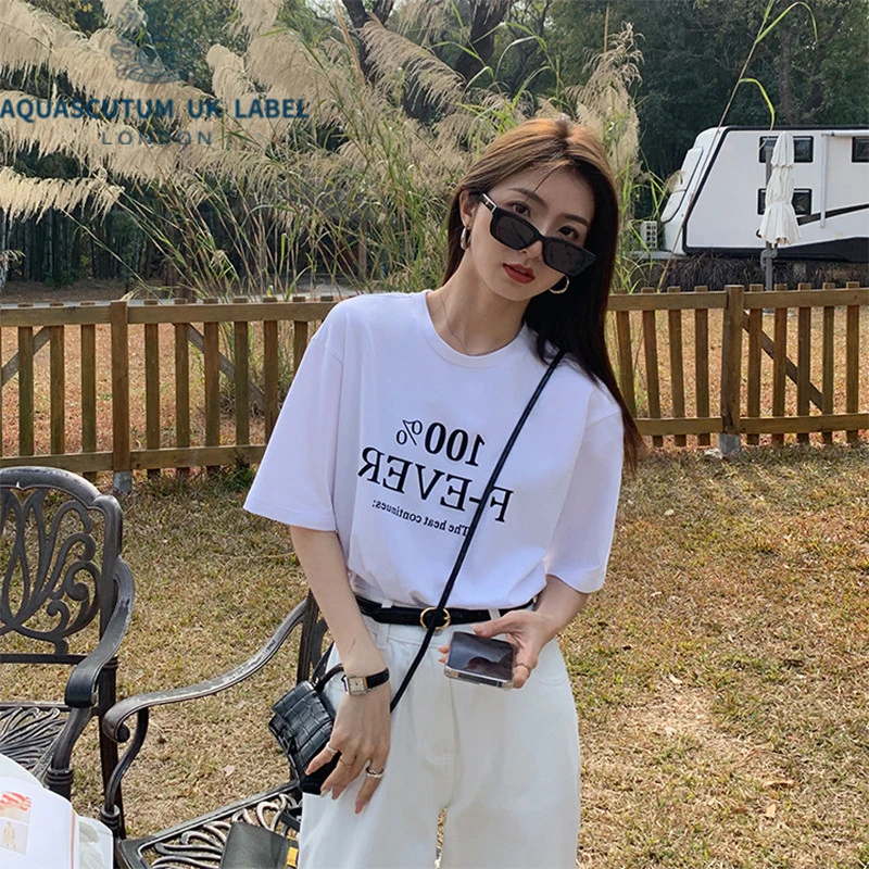 

Aquascutum Pure desire and chic sweet Spice Girl chic loose love cartoon printed half sleeved top short sleeved t-shirt female s