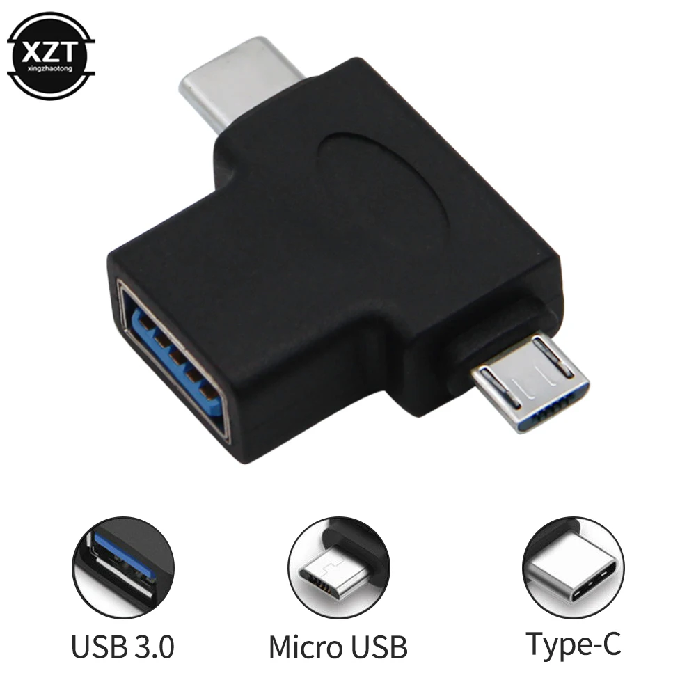 

2 In 1 OTG Adapter USB 3.1 Type-C + Micro USB Male to USB 3.0 Female Converter for Huawei Xiaomi One Plus Nexus 6P