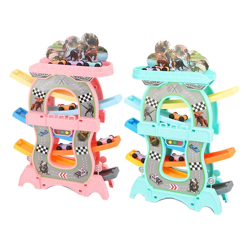 

Toddler Toys Gliding Car Set Slot Track Toys Slide Board Track With 6 Mini Cars Magic Racing Cars