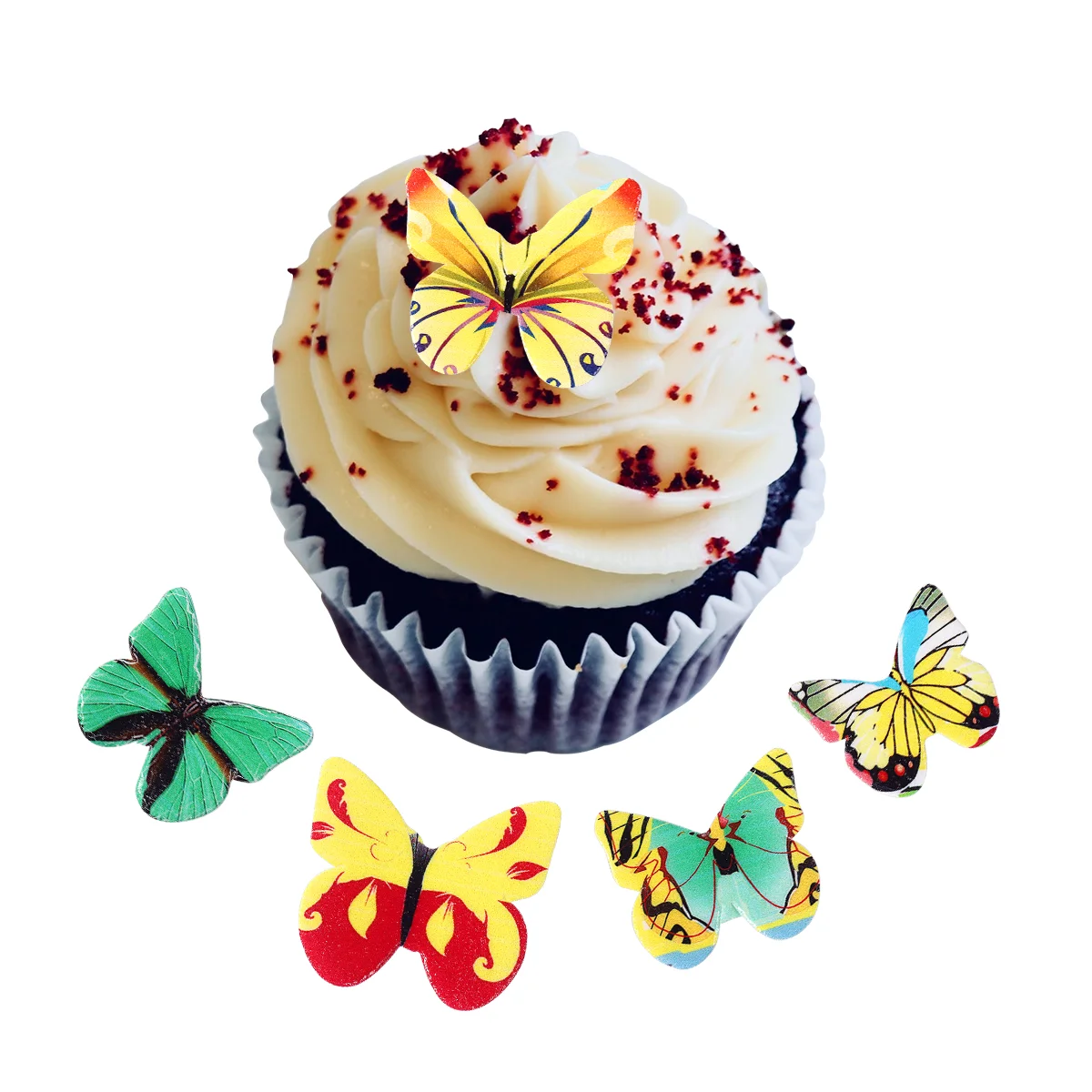 

STOBOK 120PCS Cake and Cupcake Toppers Food Decoration Assorted Decorative Wafer Paper Butterflies Edible