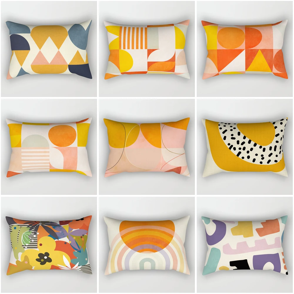 

Decorative home throw pillows case for sofa cushion cover nordic 30*50cm 40*60 30x50 Geometric Morandi abstract yellow pink 40x