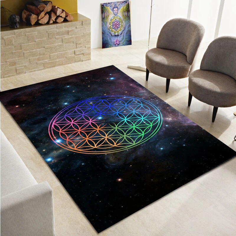 Modern style flower of life printed carpet living room sofa coffee table light luxury carpet family bedroom bedside carpet