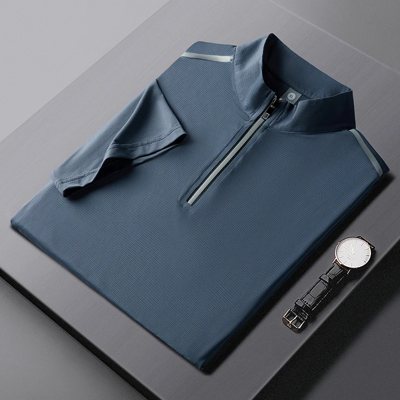 Рубашка-поло мужская с коротким рукавом модная дышащая сетчатая деловая