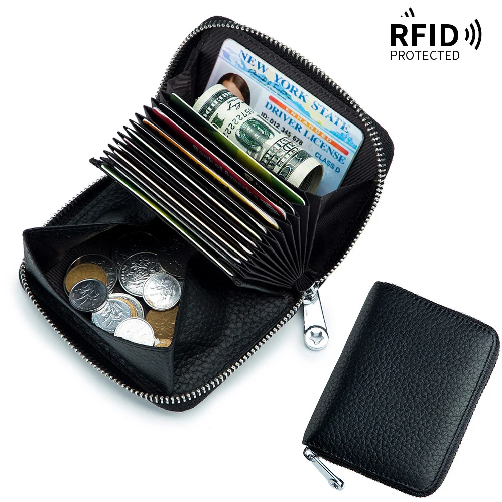 

Кожаный кошелек с отделением для карт и RFID-защитой