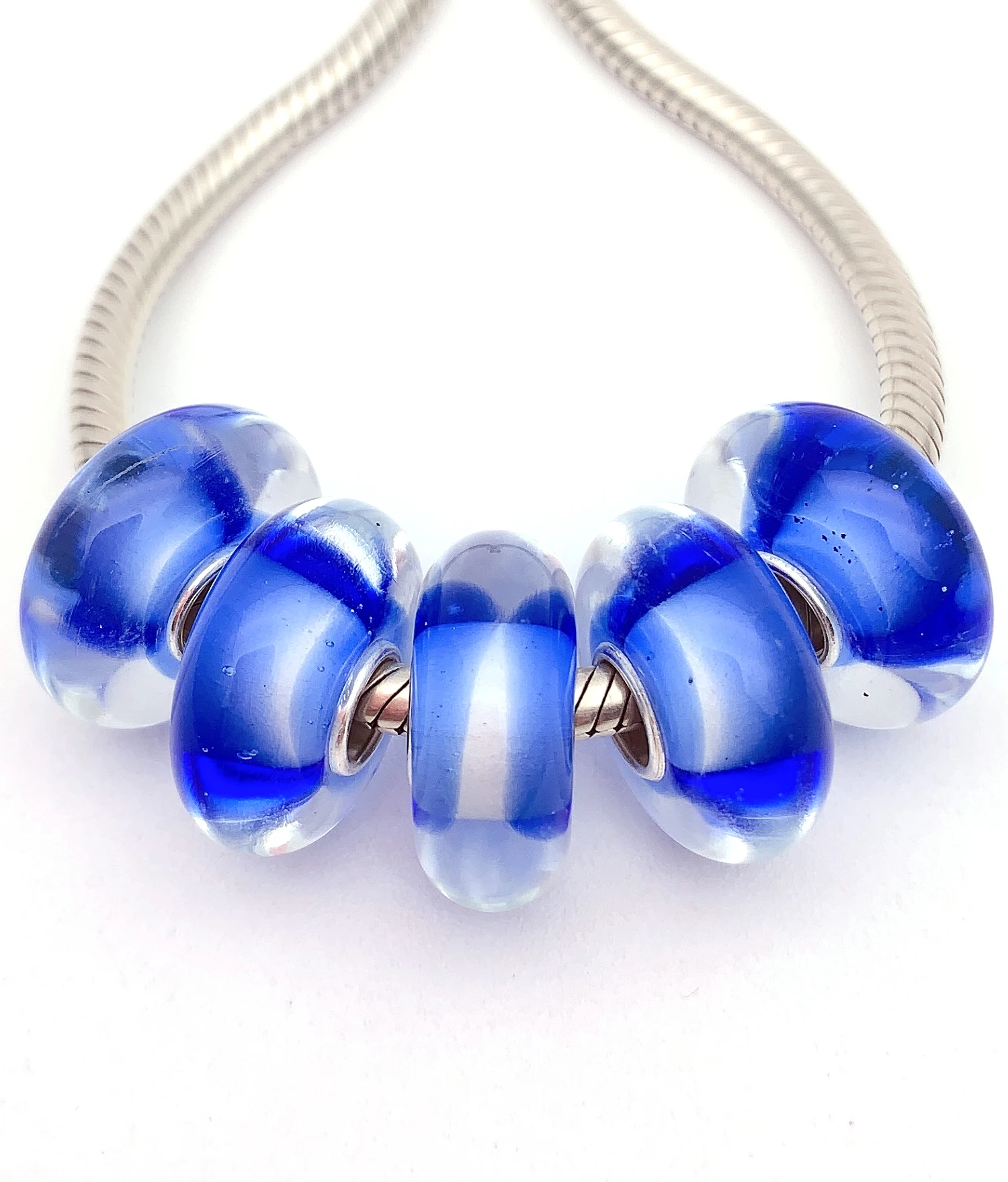 

XHYG193 5X 100% Authenticity S925 Sterling Silver Beads Murano GlassBeads Fit European Charms Bracelet Diy Jewelry Lampwork