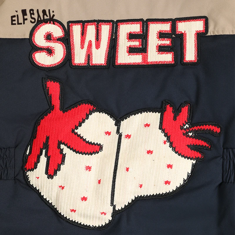 ELFSACK Detachable Hooded Warm Down Coats Women 2022 Winter Mid-length Cargo Coats