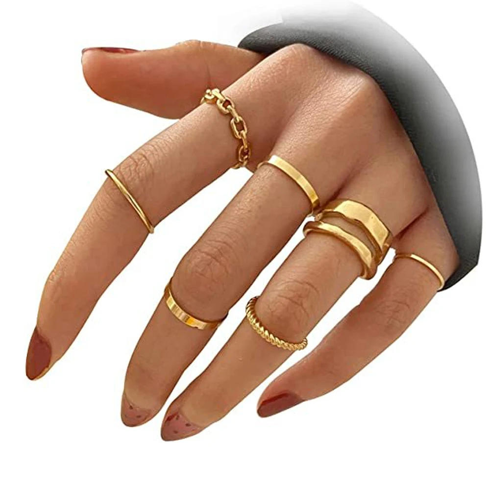 

Vintage Gold Knuckle Rings Stackable Finger Rings for Women Girls Silver Crystal Joint Ring Fashion Finger Knuckle Midi Rings