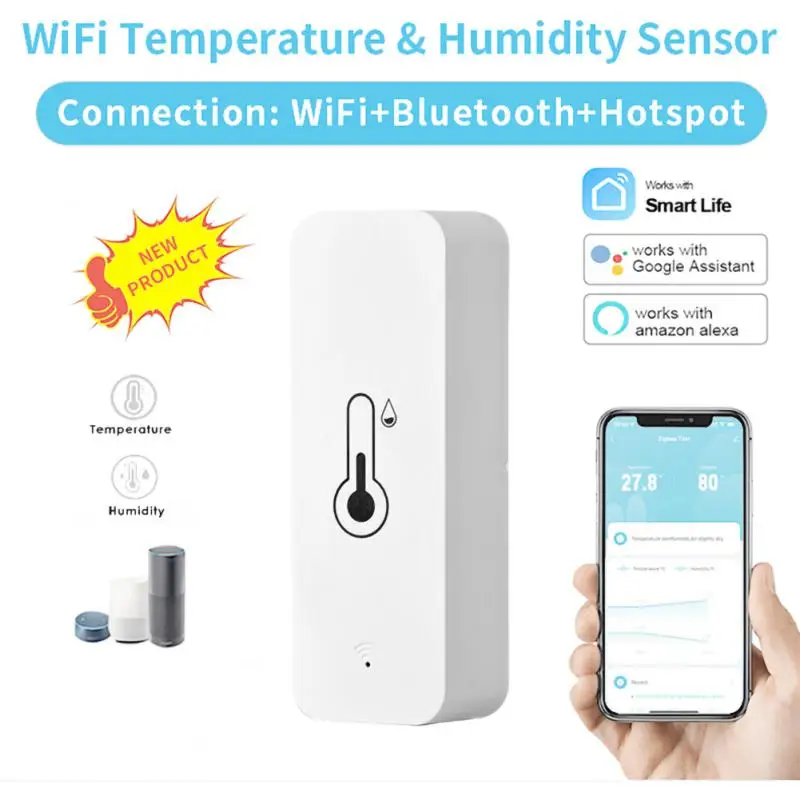 

Tuya Smart Temperature And Humidity Sensor WiFi APP Remote Monitor For Smart Home var SmartLife WorkWith Alexa Google Assistant