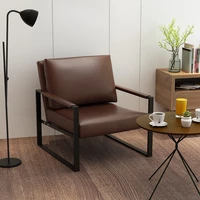 accent armchair mid century modern lounge living room chair with arm pu leather single sofa home furniture for bedroom office