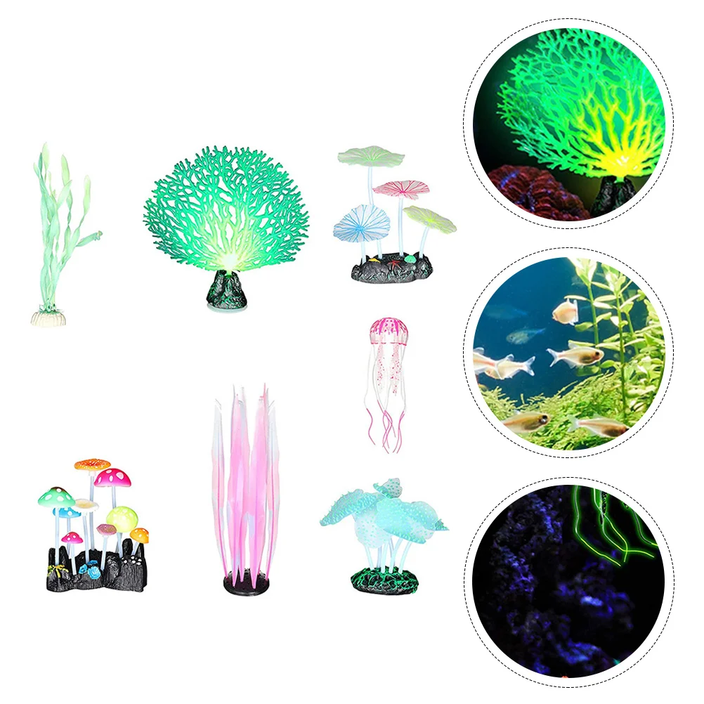 

Aquariumcoral Tankfish Decorations Glowing Luminous Ornament Resin Decor Aquariums Dark Theglow Underwater Sea Water Grass