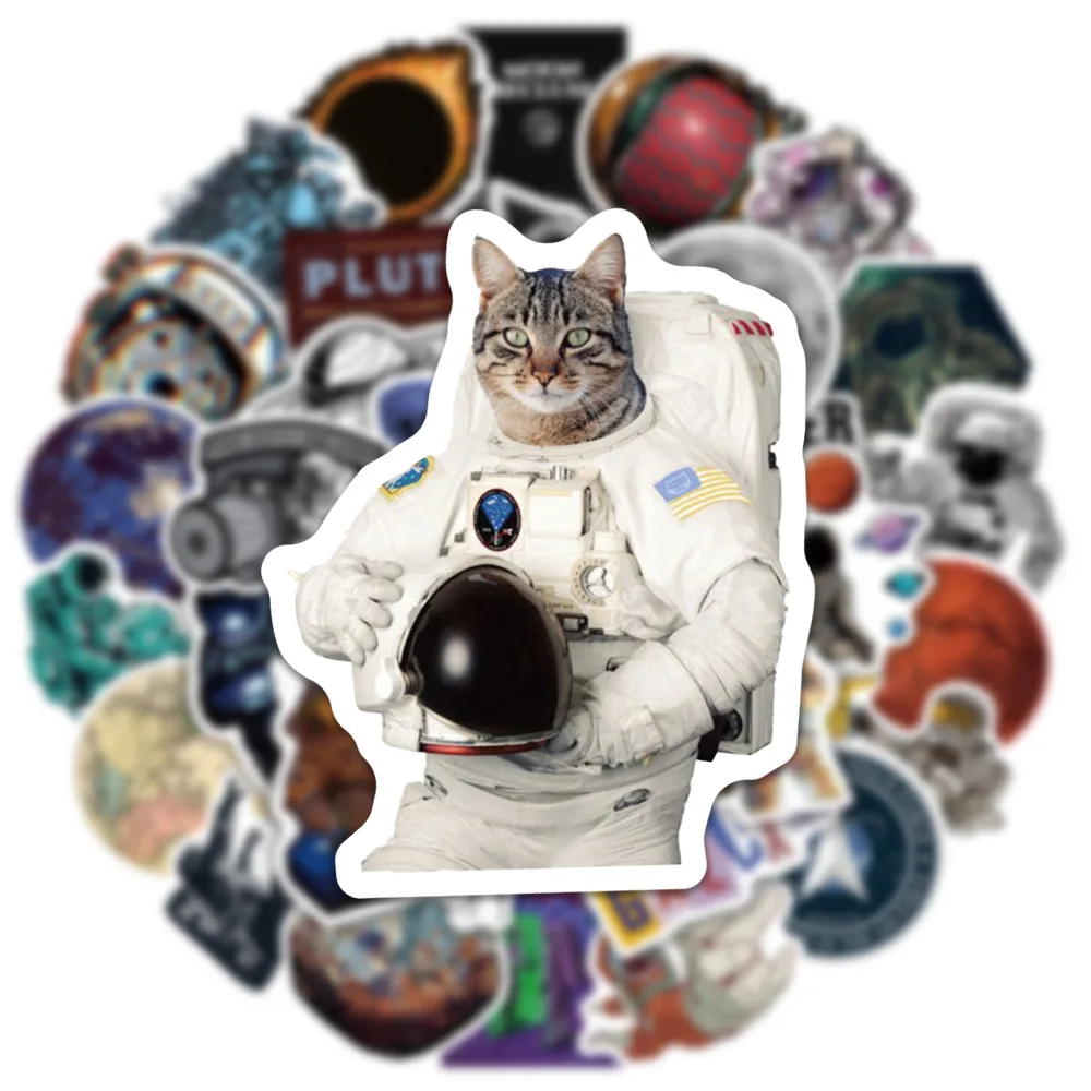 

10/30/50/100pcs Astronaut Planet Aesthetic Stickers for Laptop Phone Suitcase Journal Cartoon Cool Stickers PVC Decal Toy Gift