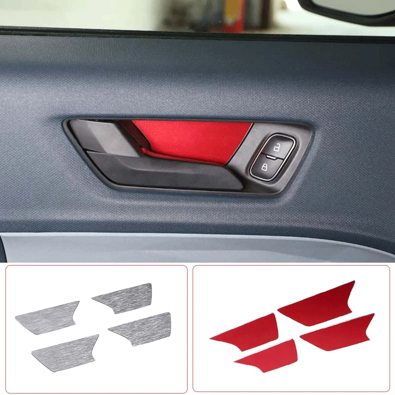 

For 2022 Ford Maverick Aluminum Alloy Red Car Styling Inner Handle Anti-Scratch Sequin Car Interior Protection Accessories