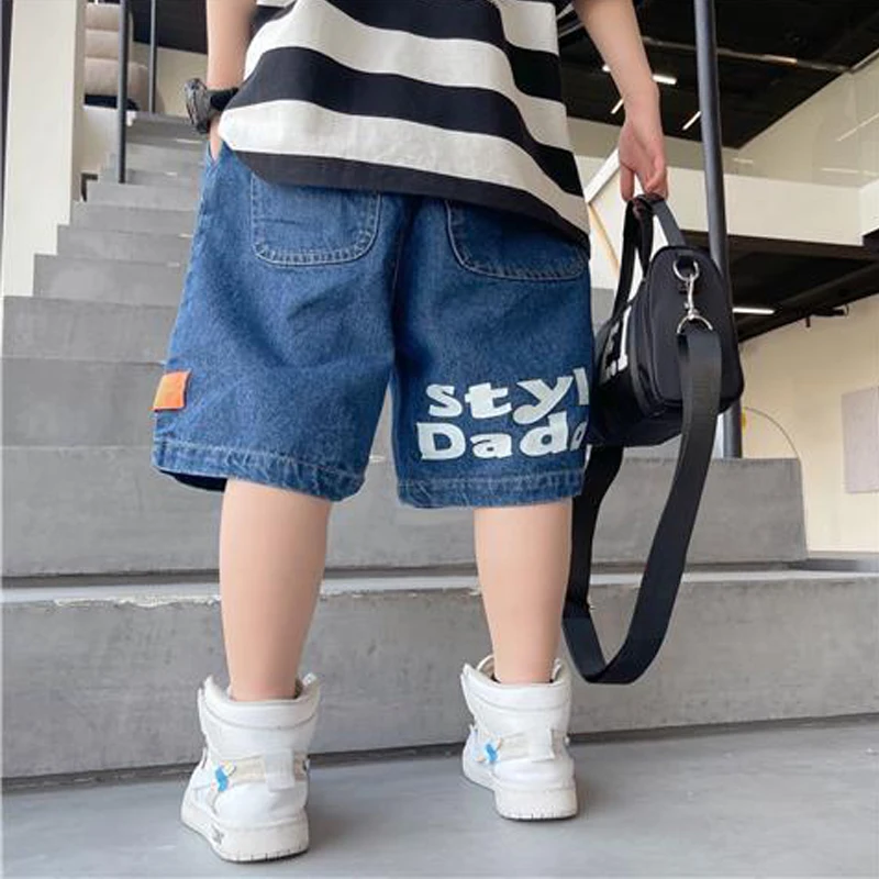 

Summer Children Cotton Denim Shorts Unisex Thin Jeans Shorts Teens Kids Girls Letter Casual Cowboy Short Pants Kid Clothes 7 8 9