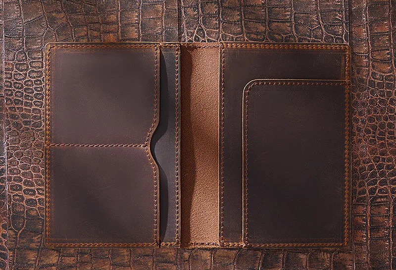 

Women Genuine Leather Passport Cover Unisex Crazy Horse Leather Credit Card Holder Case Men Brown Passport Case