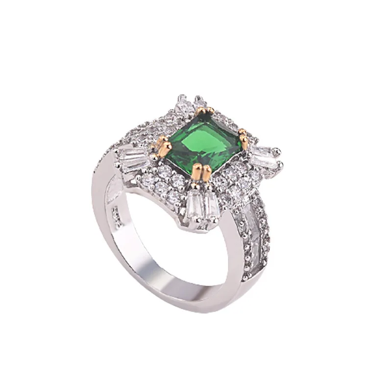 

Luxury Vintage Emerald Square Zirconia Princess Engagement Ring for Women Noble Jewelry Free Shipping Wholesale