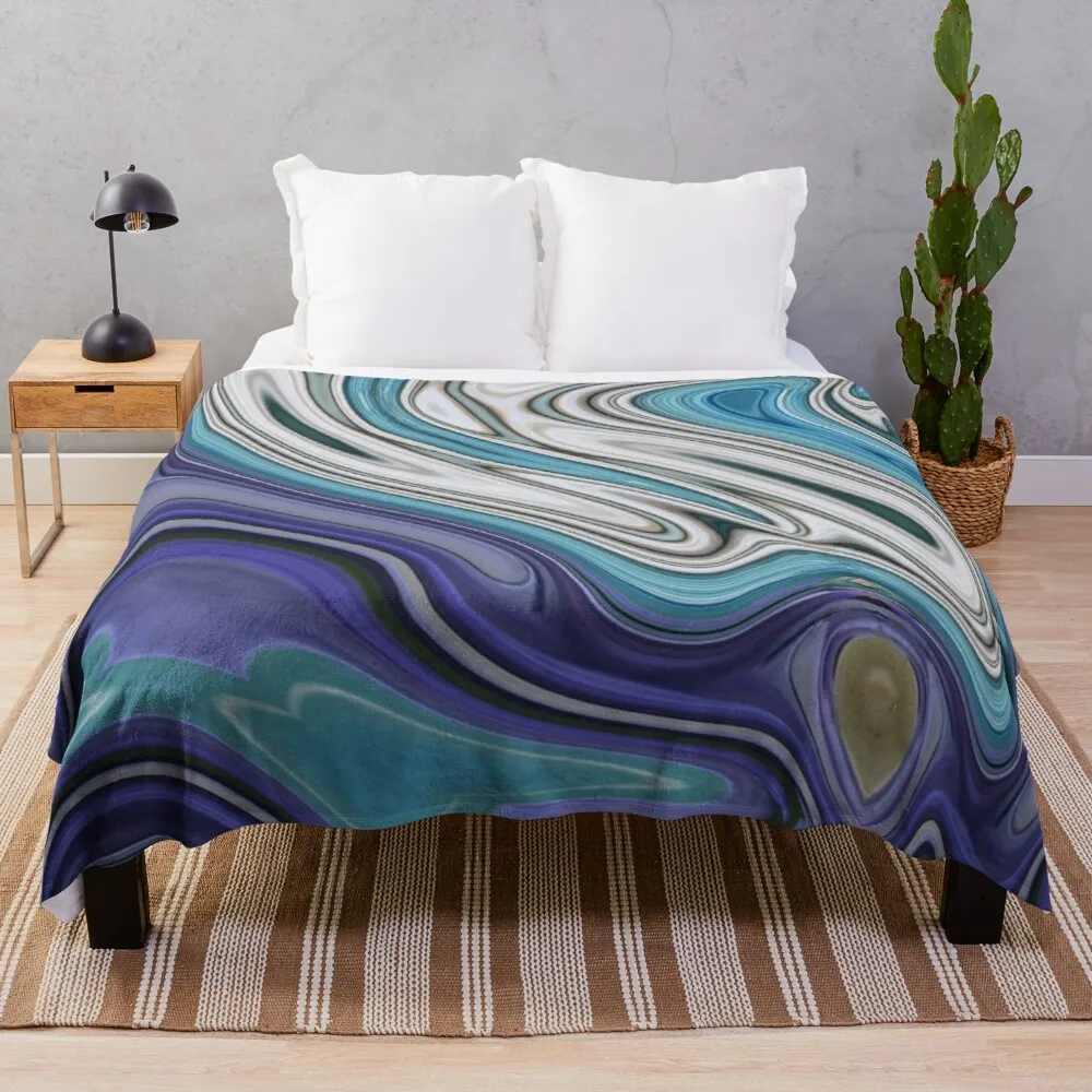 

Одеяло в стиле аниме, элегантное покрывало с мраморным синим и фиолетовым узором