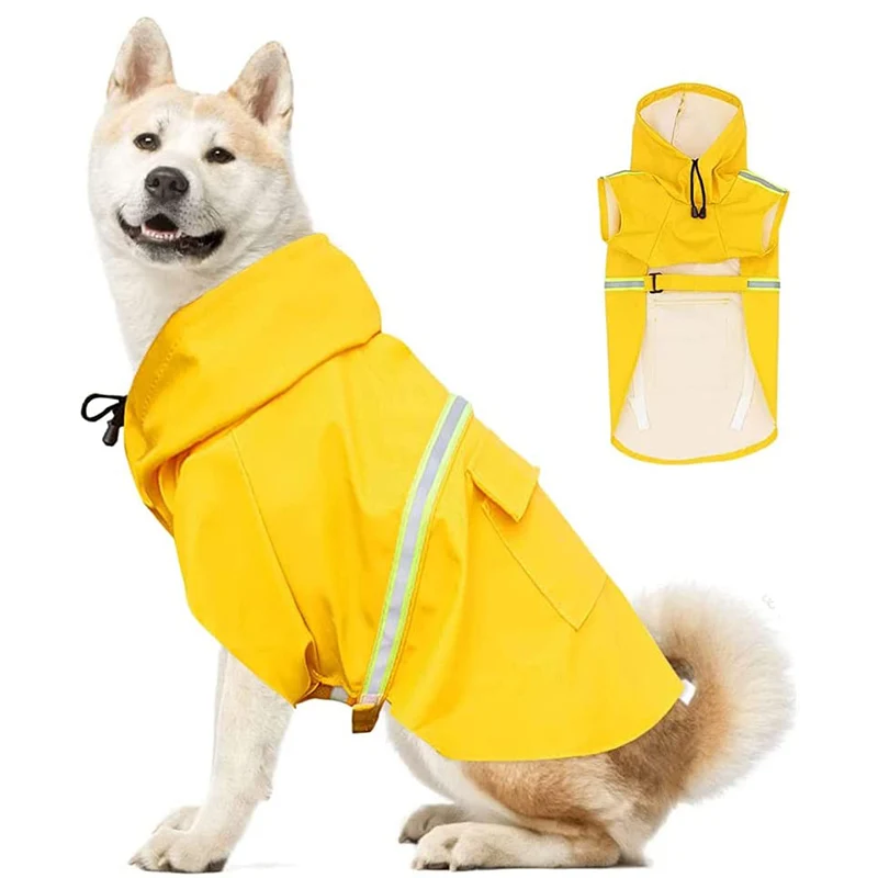 

Dog Clothes New Pet Raincoat Waterproof Snowproof Reflective Dog Coat with Hood Multi-color Choice Dog Accessories