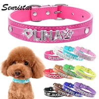 personalized bling name cat dog collar custom glitter rhinestone letters name leather dog collar for small medium large dogs