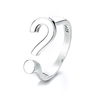 original s925 sterling silver couples ring japanese korean style question mark shape opening adjustable rings gift fine jewelry