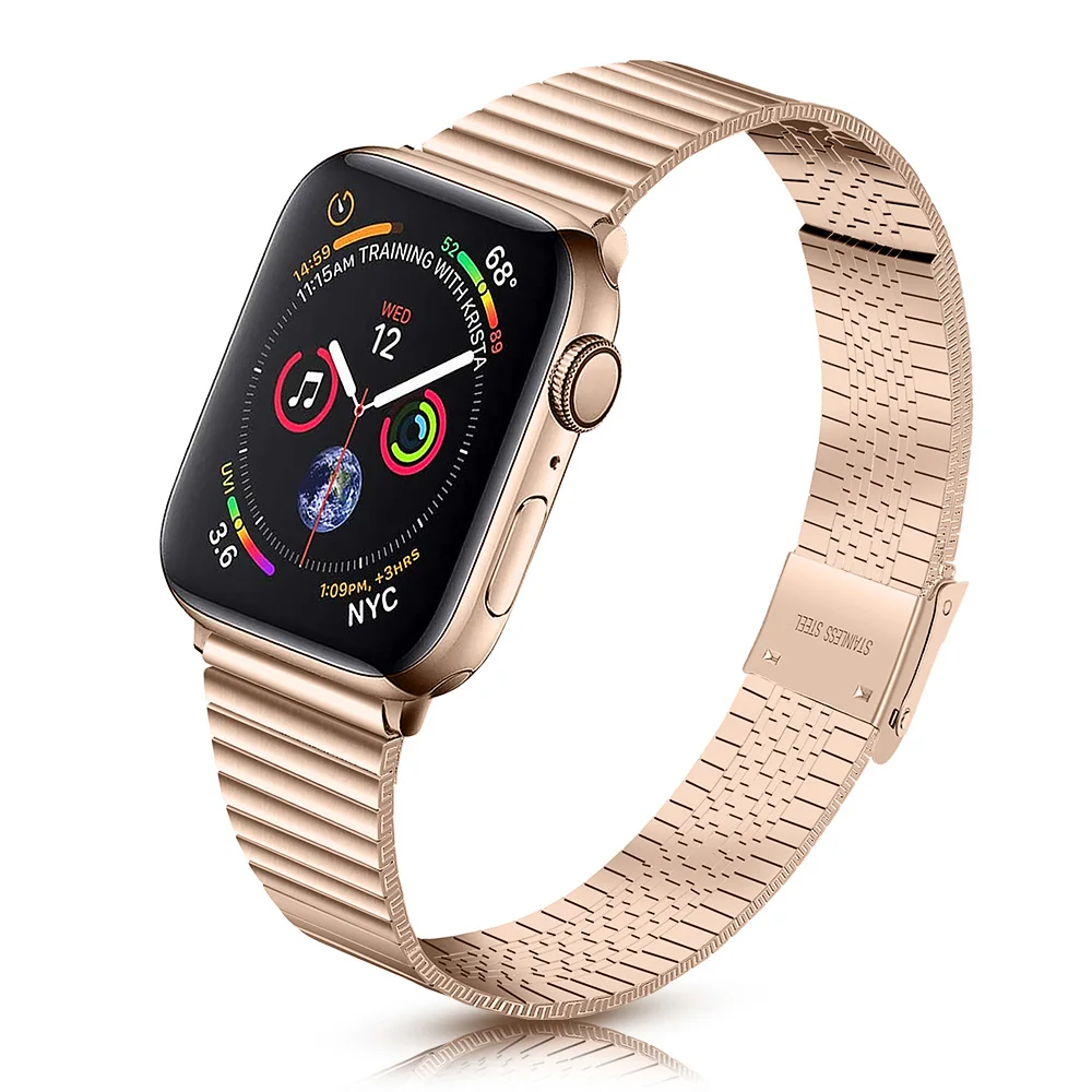 

Ремешок стальной Регулируемый для Apple Watch 7 Band Series 6 SE 5 4 3, металлический браслет для Iwatch 41 мм 45 мм 40 мм 44 мм