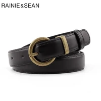 rainie sean thin womens belt pin buckle leather belt for jeans korean vintage black coffee camel ladies waist belt for trousers