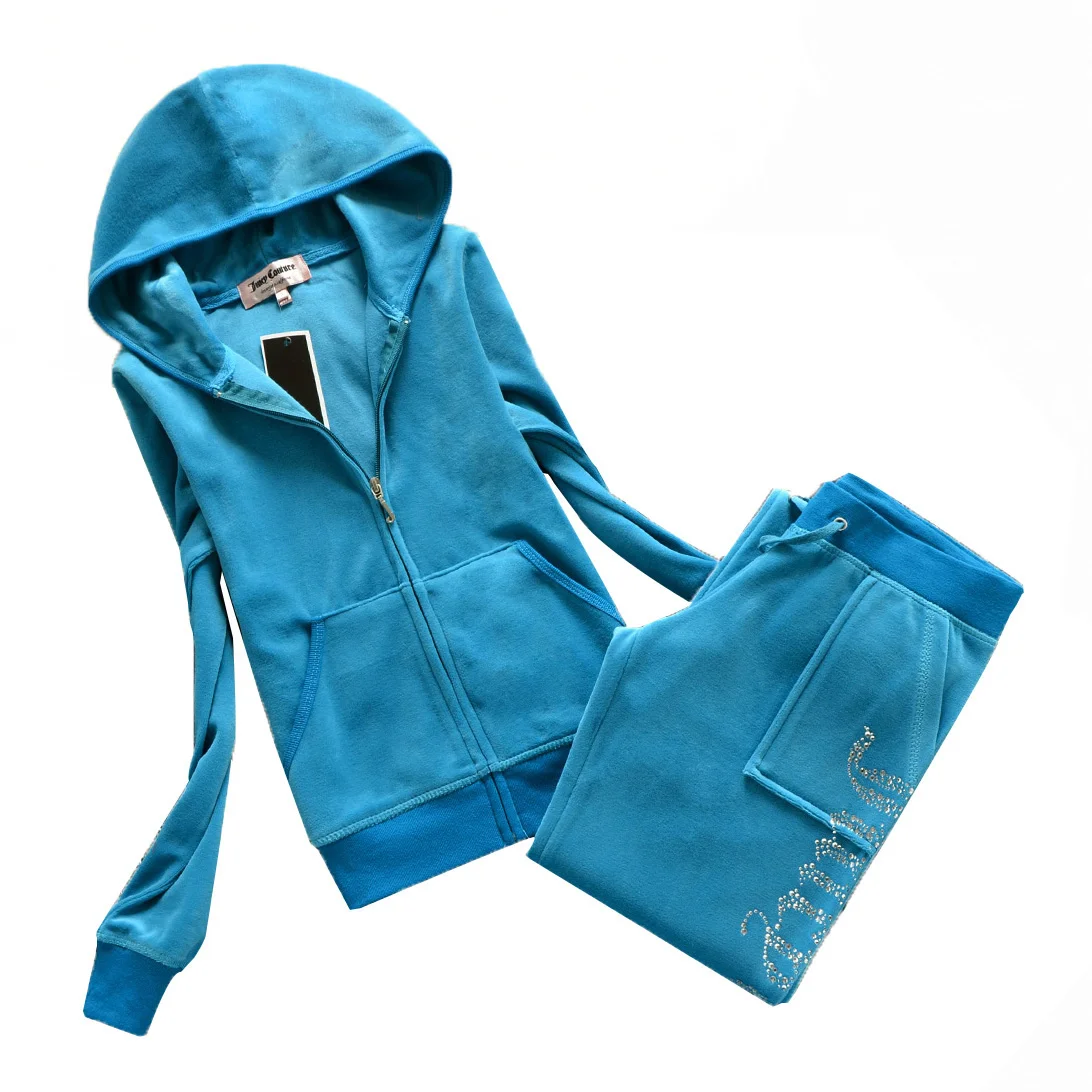 

Juicy Tracksuit Women Velvet Fall Winter Two Piece Pants Set Brand New Juicy Velour Suit Hoodies And Pants Track Suit Sportswear