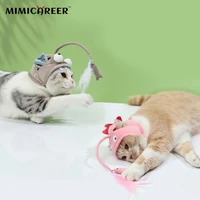 cat toys cat interactive toys kitten fishing headdres hat feathers bait fishing head covers tease pet supplies cat accessories