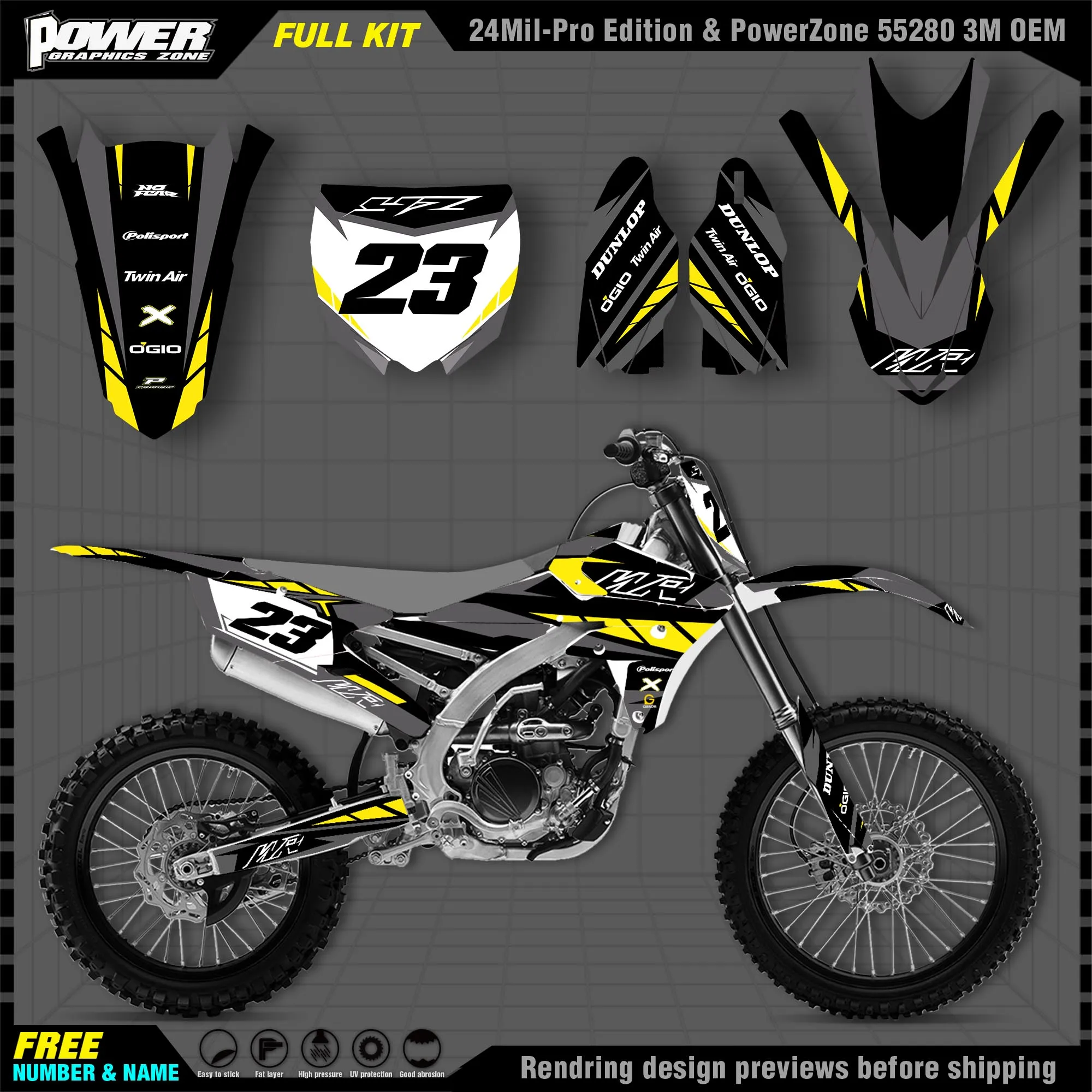

Персонализированные графические фоны PowerZone Team, наклейки 3M, Набор наклеек для YAMAHA 2016-2018 WR450F 2015-2018 YZ450FX 003