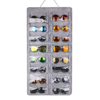 Dust Proof Felt Sunglasses Organizer Hanging Wall Pocket Glasses Storage Display Sunglasses Holder 16 Felt Slots