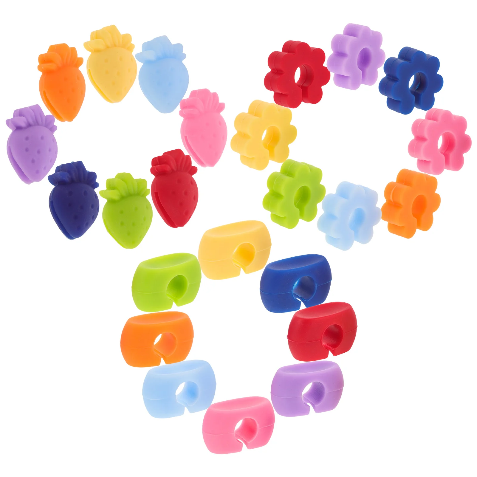 24 шт. силиконовые стеклянные маркеры с подвесками цветком клубники