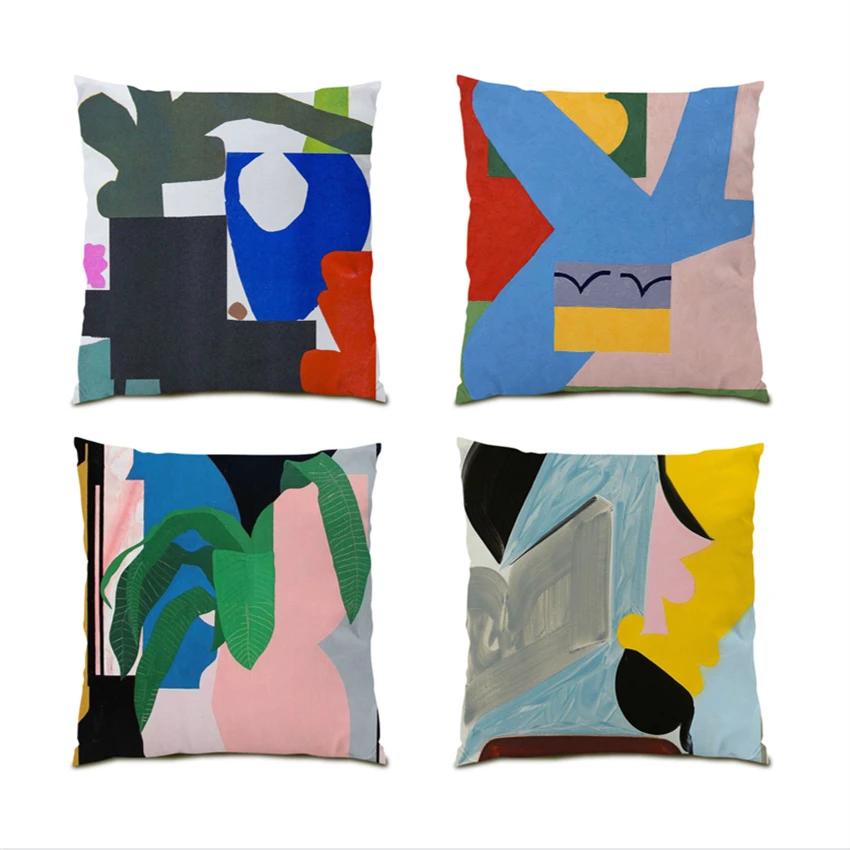 

Polyester Linen Pillow Covers Decorative Cushion Cover Luxury Sofas for Living Room Decoration Printing Velvet Bedroom E0329