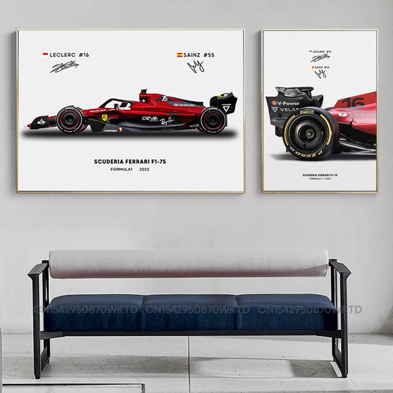 Картина Super F1 Grand Prix F1-75 плакат гонки картина Racer 1060sainz декоративная на холсте