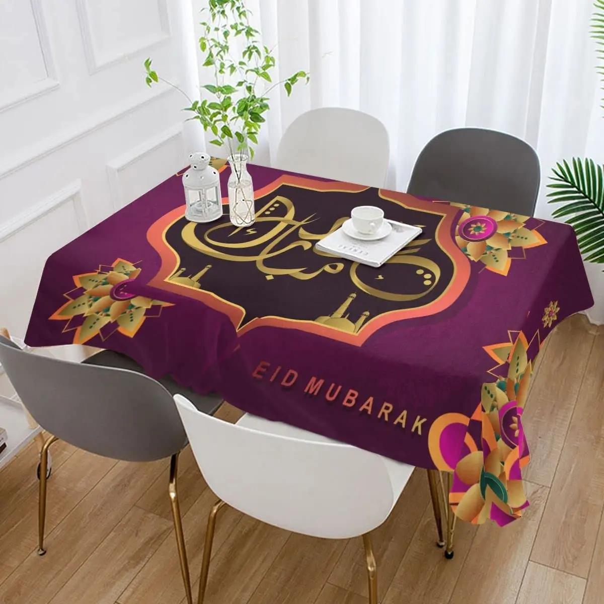

Ramadan Kareem 2023 Tablecloths Rectangle for Kitchen Dinner Party Holiday Home Outdoor Decor Table Cover for Eid Dinning Room