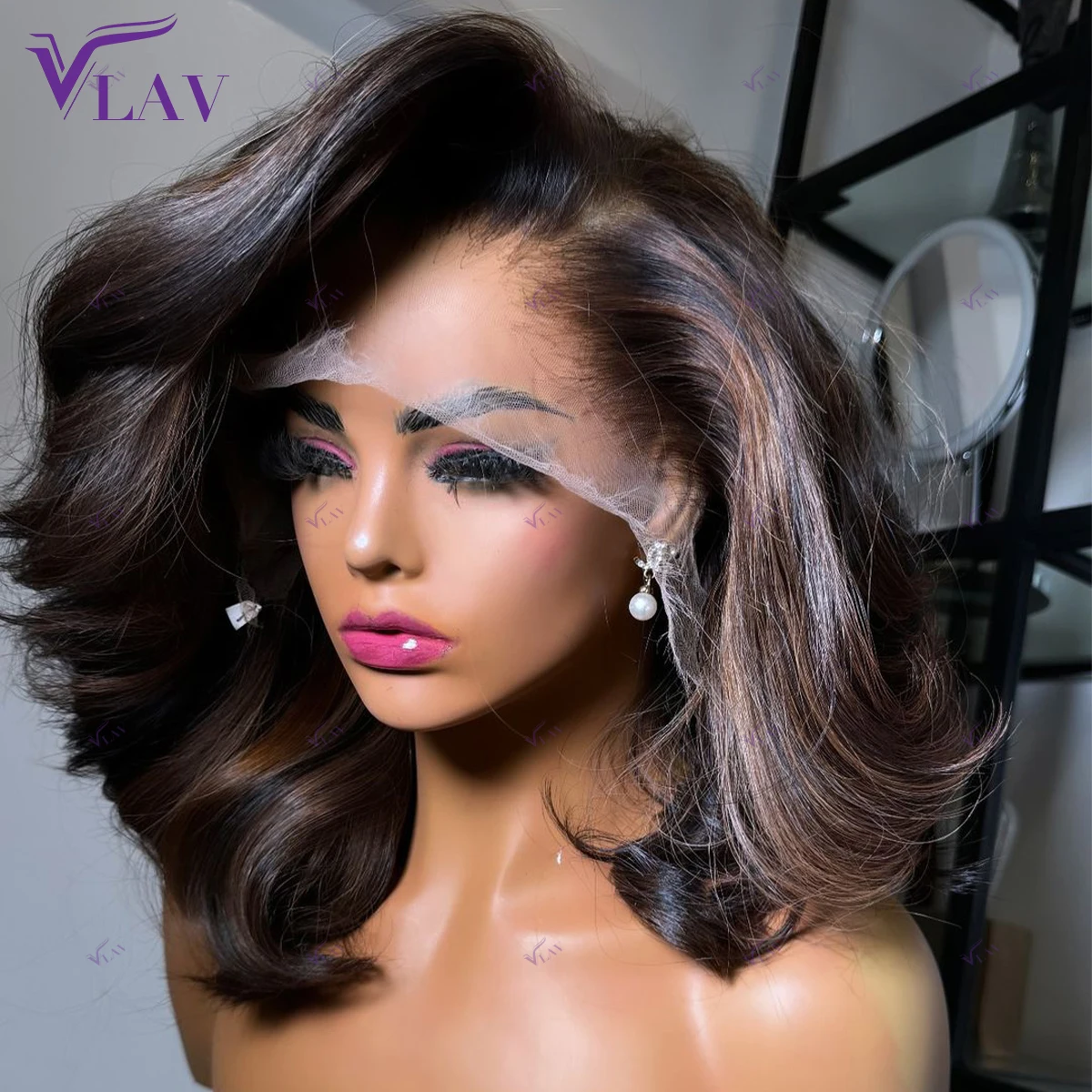 Плотность 400 360 HD Прозрачный парик из натуральных волос на шнуровке 13x4/13x6 Парик