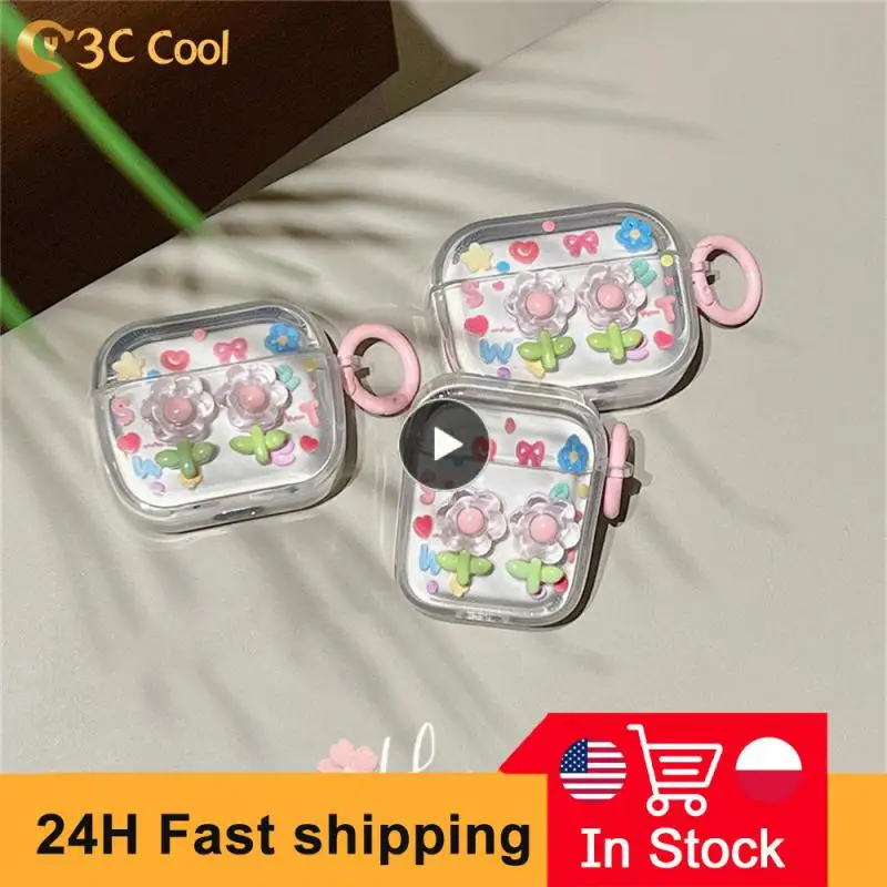 

Multiple Models Three-dimensional Pattern Earphone Case Simple Stereo Earphone Cover Soft Shell Cute Two Flowers Earphone Case