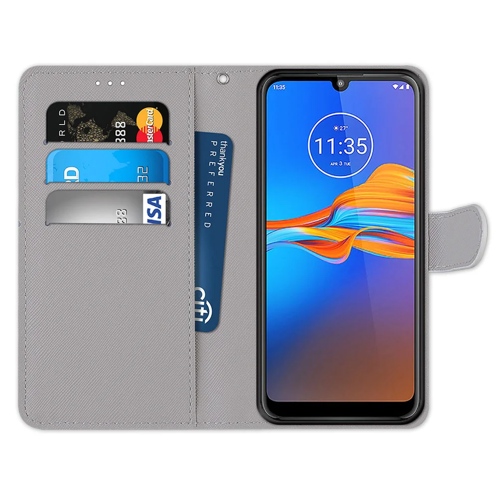 Флип-кейс для телефона Motorola Moto E6 Play "Кожаный бумажник" с крышкой-книгой, стендом и защитным держателем.