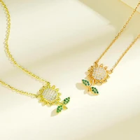 fashion gold rose gold silver light luxury sunflower zircon pendant necklace for women jewelry wedding party gift wholesale