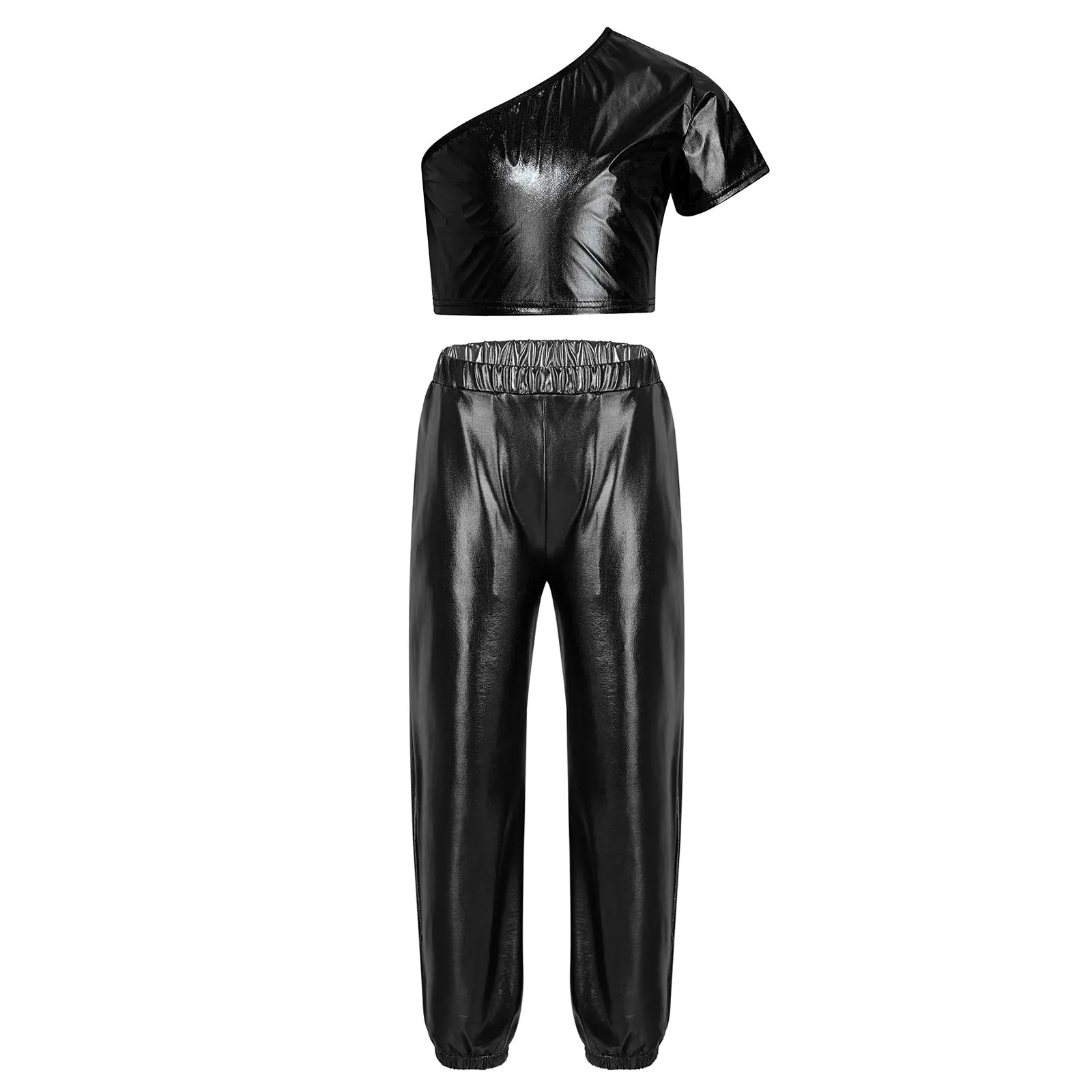 Комплект танцевальной одежды для подростков детская одежда девочек металлик