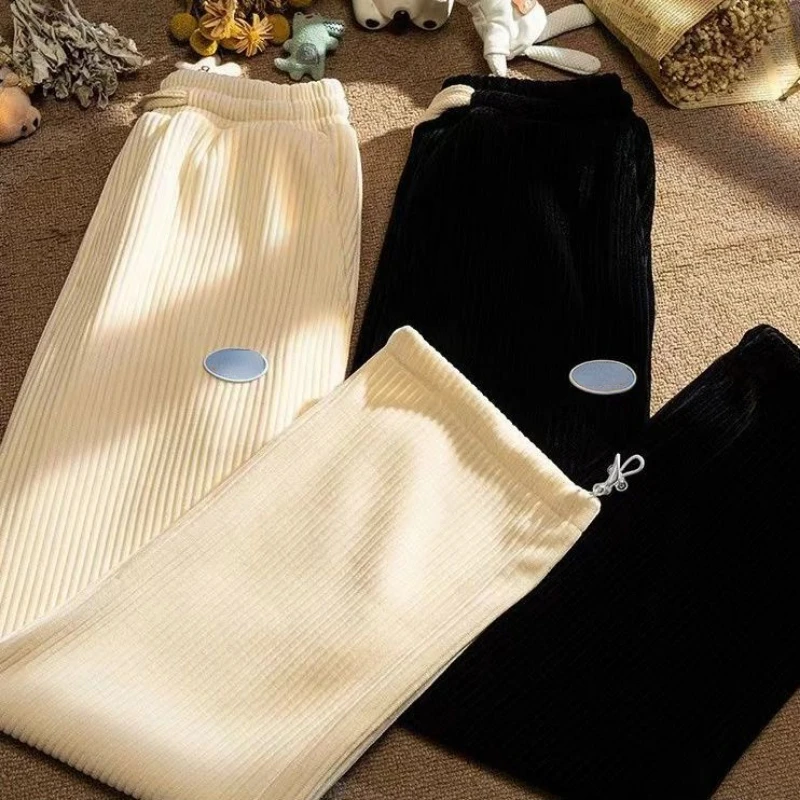 

Spring Autumn Corduroy Sweatpants Men Women Streetwear Hip Hop Wide Leg Vintage BF Couple Straight Pants Loose Rib Leg Pants