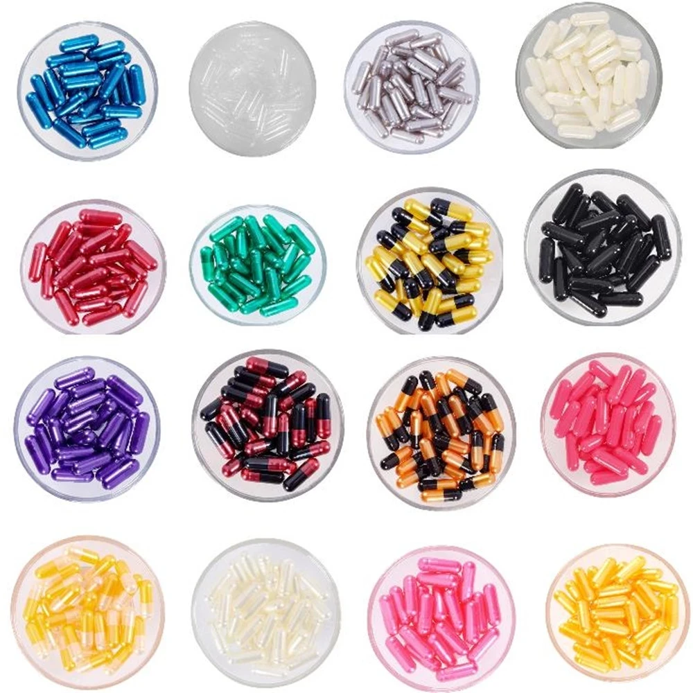 1000PCS Colorful Gelatin Capsule Size 00 0 1 2 3 Food-Grade Empty Separated Joined Gelatin Capsule