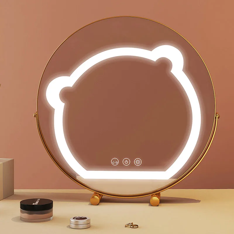 

Standing Round Mirror Art Light Maiden Lamp Aesthetic Design Quality Dressing Mirror Girls Creative Miroir Mural Home Furniture