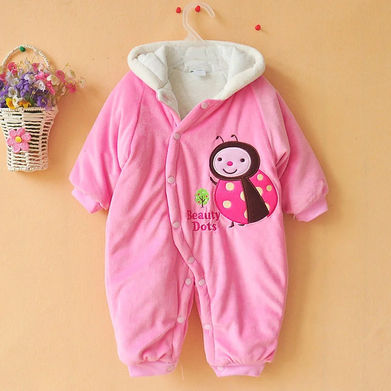 

New Born Baby Clothes Fleece Overalls Winter Girl Rompers Infant Clothing Meninas Cotton Warm Kids Jumpsuits