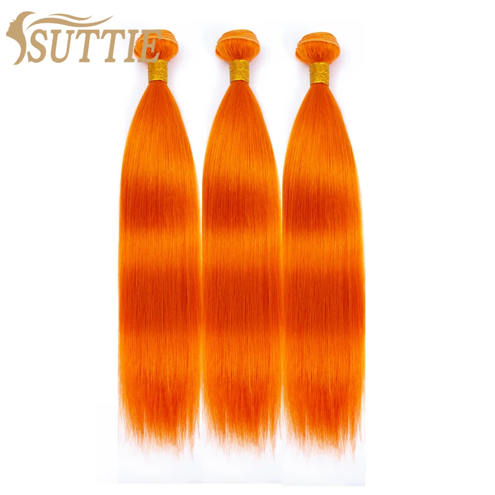 Suttie Human Hair Bundles Orange color Brazilian Weave Virgin Hair 24 26 28 Inch Long Hair Bundles Straight Blonde Bundle